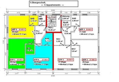 3 od. 6 Appartements 28qm zu verkaufen.